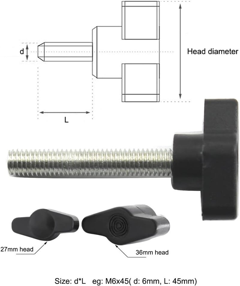 Faspiroty 12Pcs M6x45 Clamping Handle Screw Knobs T Knob Screw T-Shaped Knob Adjust Tightening Bolt - Image 5